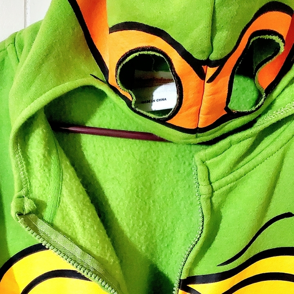 NINJA TURTLES HOODED SWEATER W/ EYEHOLES. MENS Sz:XL MICHAELANGELO. NICKELODEON - Picture 8 of 11